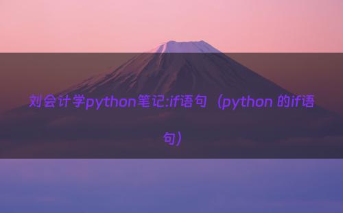 刘会计学python笔记:if语句（python 的if语句）