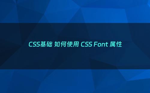 CSS基础 如何使用 CSS Font 属性