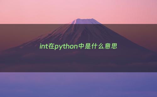 int在python中是什么意思