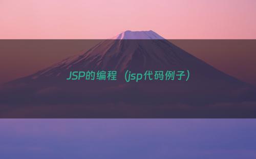 JSP的编程（jsp代码例子）