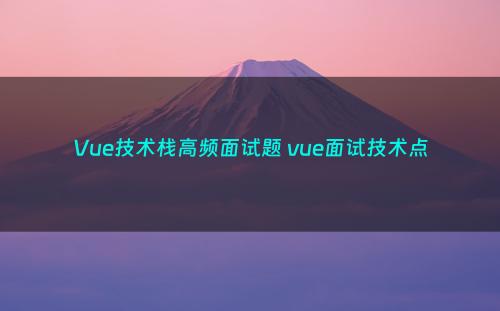 Vue技术栈高频面试题 vue面试技术点