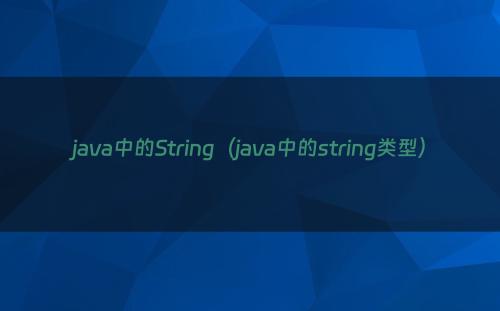 java中的String（java中的string类型）