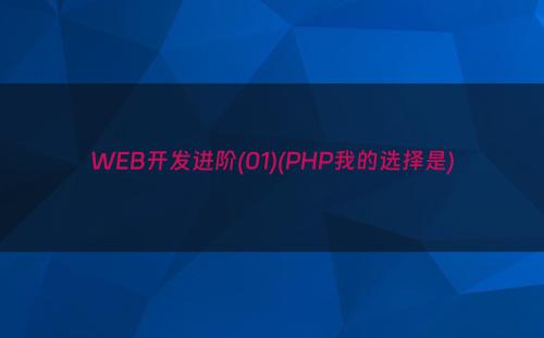 WEB开发进阶(01)(PHP我的选择是)