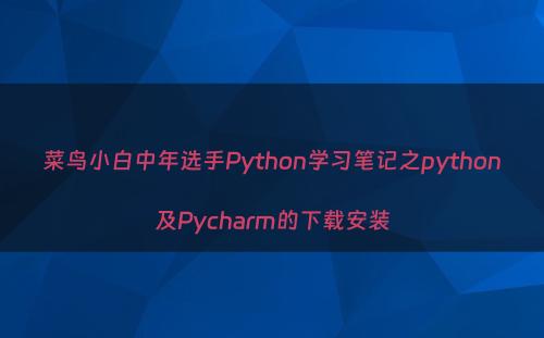 菜鸟小白中年选手Python学习笔记之python及Pycharm的下载安装