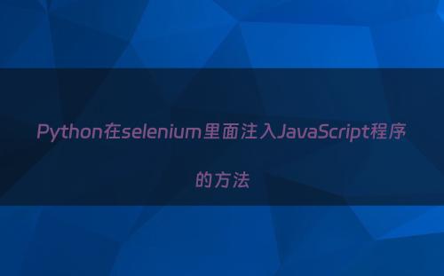 Python在selenium里面注入JavaScript程序的方法