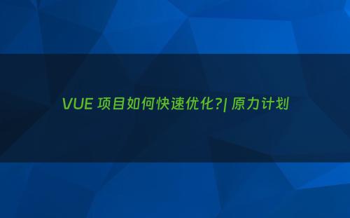 VUE 项目如何快速优化?| 原力计划