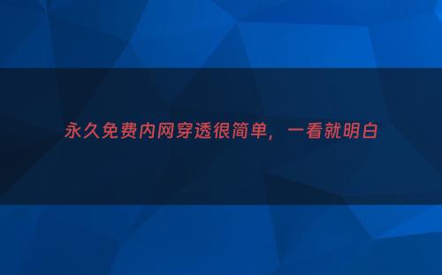 永久免费内网穿透很简单，一看就明白