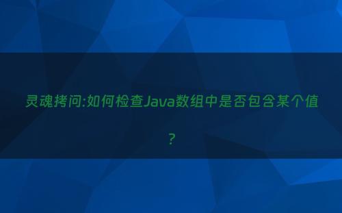 灵魂拷问:如何检查Java数组中是否包含某个值?