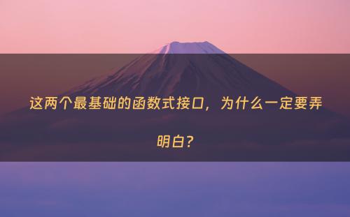 这两个最基础的函数式接口，为什么一定要弄明白?