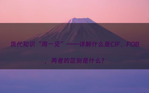 货代知识“周一见”——详解什么是CIF、FOB，两者的区别是什么?