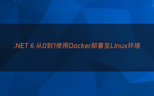 .NET 6 从0到1使用Docker部署至Linux环境