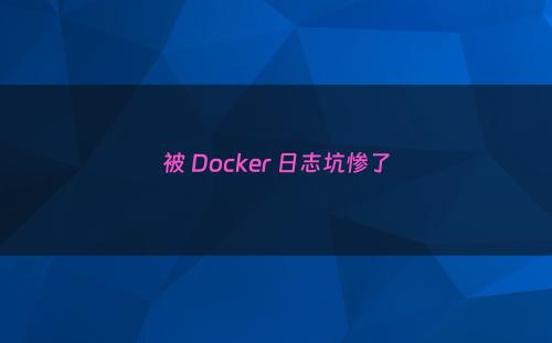 被 Docker 日志坑惨了