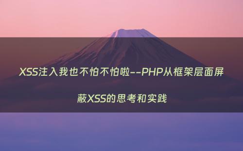 XSS注入我也不怕不怕啦--PHP从框架层面屏蔽XSS的思考和实践