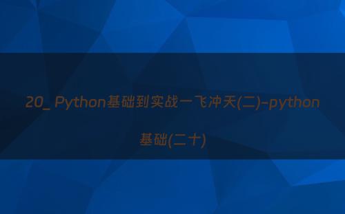 20_ Python基础到实战一飞冲天(二)-python基础(二十)