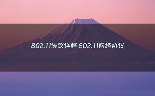 802.11协议详解 802.11网络协议