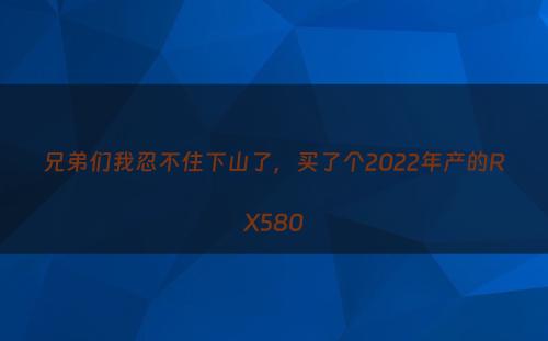 兄弟们我忍不住下山了，买了个2022年产的RX580