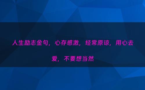 人生励志金句，心存感激，经常原谅，用心去爱，不要想当然