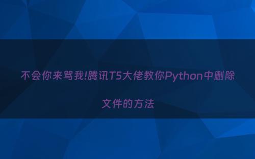 不会你来骂我!腾讯T5大佬教你Python中删除文件的方法