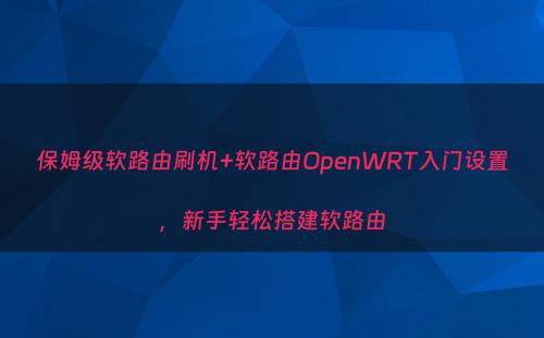 保姆级软路由刷机+软路由OpenWRT入门设置，新手轻松搭建软路由