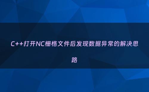 C++打开NC栅格文件后发现数据异常的解决思路