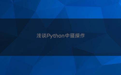 浅谈Python中骚操作