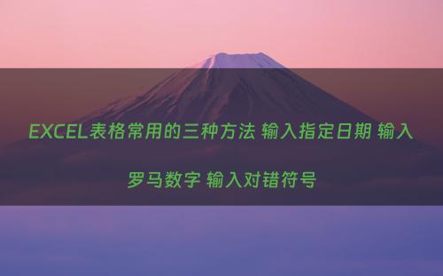 EXCEL表格常用的三种方法 输入指定日期 输入罗马数字 输入对错符号