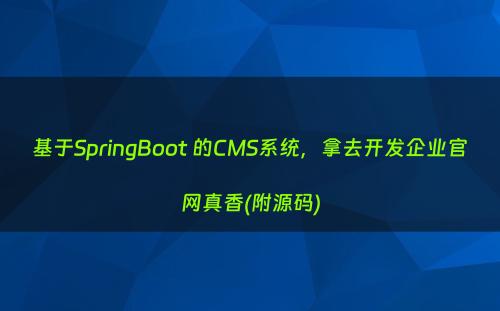 基于SpringBoot 的CMS系统，拿去开发企业官网真香(附源码)