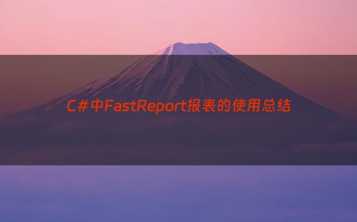 C#中FastReport报表的使用总结