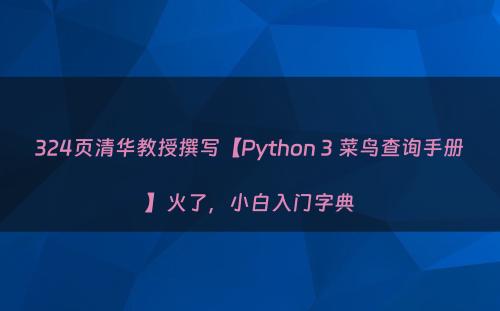 324页清华教授撰写【Python 3 菜鸟查询手册】火了，小白入门字典