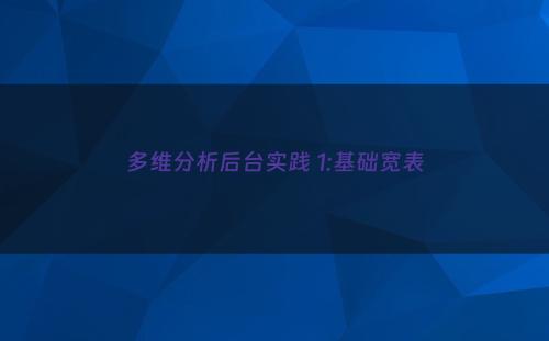 多维分析后台实践 1:基础宽表