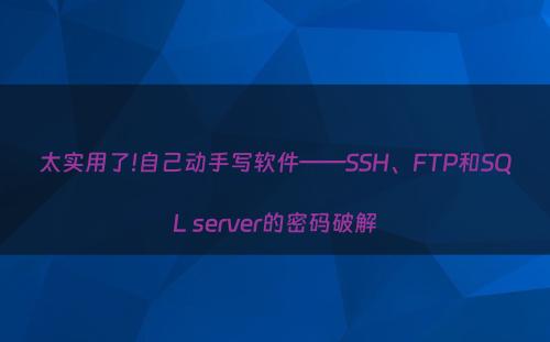 太实用了!自己动手写软件——SSH、FTP和SQL server的密码破解