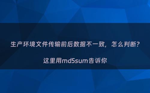 生产环境文件传输前后数据不一致，怎么判断?这里用md5sum告诉你