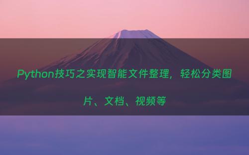 Python技巧之实现智能文件整理，轻松分类图片、文档、视频等