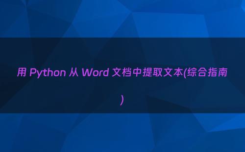 用 Python 从 Word 文档中提取文本(综合指南)