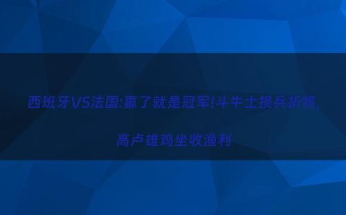 西班牙VS法国:赢了就是冠军!斗牛士损兵折将，高卢雄鸡坐收渔利