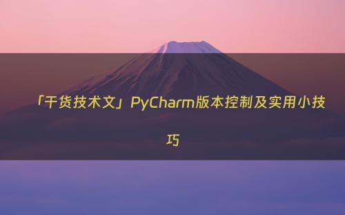 「干货技术文」PyCharm版本控制及实用小技巧