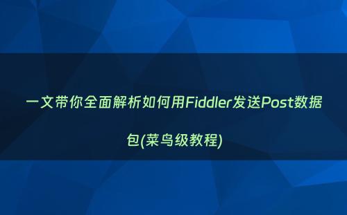 一文带你全面解析如何用Fiddler发送Post数据包(菜鸟级教程)