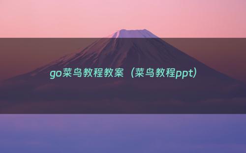 go菜鸟教程教案（菜鸟教程ppt）