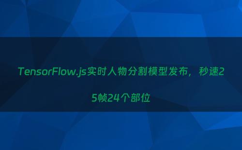 TensorFlow.js实时人物分割模型发布，秒速25帧24个部位