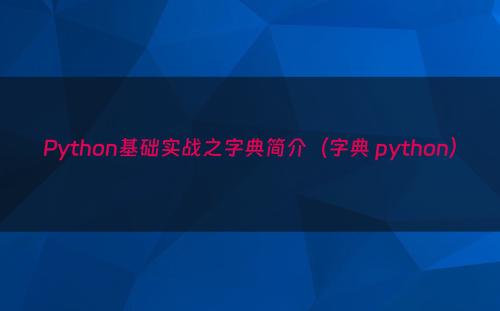 Python基础实战之字典简介（字典 python）