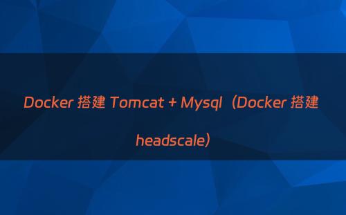 Docker 搭建 Tomcat + Mysql（Docker 搭建 headscale）