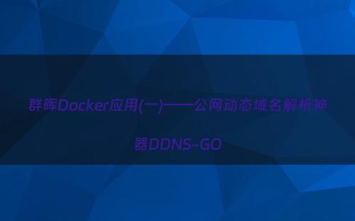 群晖Docker应用(一)——公网动态域名解析神器DDNS-GO